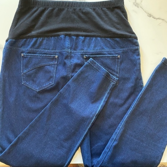 NEW Time and Tru Maternity Skinny Leg Crop Belly Band Stretch Blue Jeans Jegging - Picture 5 of 6
